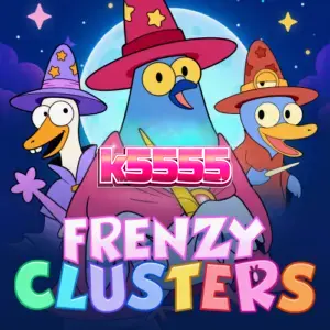 Tampilan visual permainan slot Frenzy Clusters dengan grid 7x7 yang dinamis